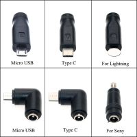 Micro usb 5 Pin/Type C Male to 5.5 x 2.1 mm Female DC Plug Power Charger Adapter Straight Right Angle Connector