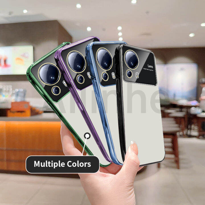 สำหรับ-xiaomi-13-lite-5g-เคสโทรศัพท์ซิลิโคน-tpu-แบบนิ่มหน้าต่างใหญ่กล่องโลหะชุบหรูหรา