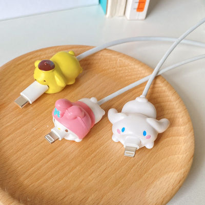 การ์ตูน Sanrio Kuromi ตัวป้องกันสายไฟ My Melody USB อุปกรณ์ป้องกันหูฟัง Hello Kitty สายชาร์จคู่รักตัวป้องกันสายไฟ