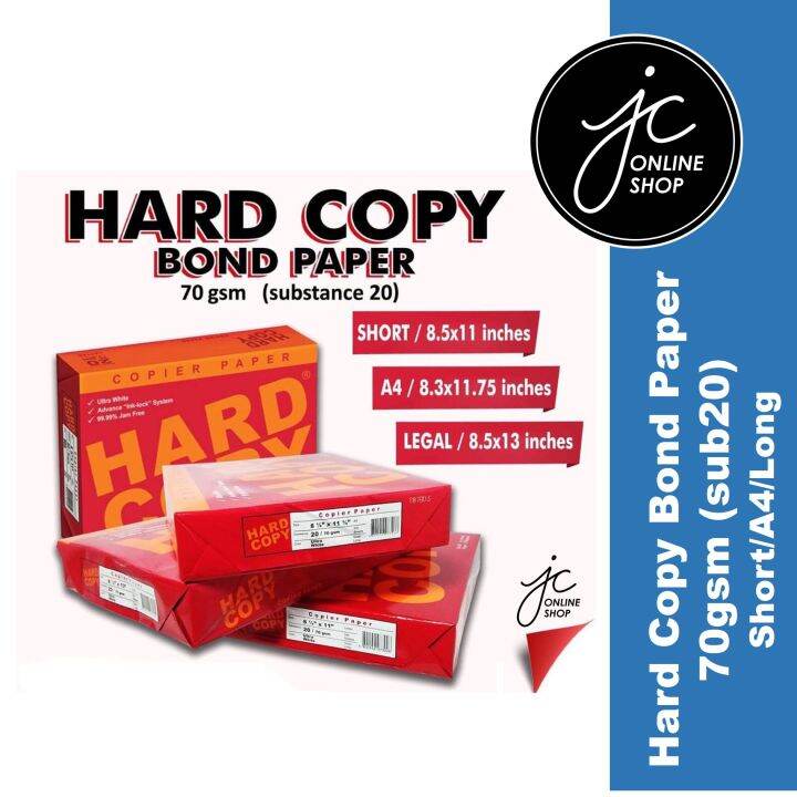 Hard Copy Bond Paper Substance 20 ( Short/ A4 / Long ) Lazada PH