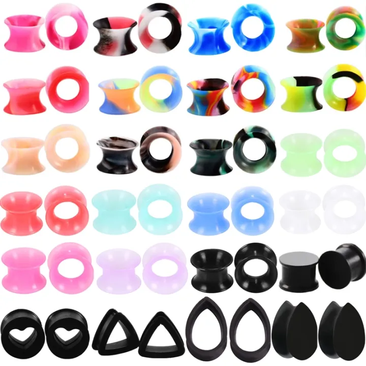 1Pair 3 20mm Stretcher Silicone Ear Tunnel Plug Saddle Heart Silicone