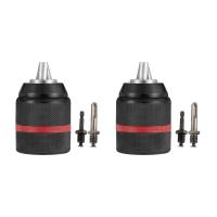 2X Multifunctional Quick Change Keyless Chuck, Drill Chuck 1/2-20UNF Installation 1-13mm Multipurpose Self-Tightening