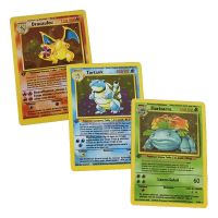 【In Stock】 uuzlaz 1996ปีรุ่นแรก French Pokemon Rare French Charizard Blastoise Venusaur Game Collection Cards