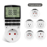 อิเล็กทรอนิกส์ Digital Timer Switch ซ็อกเก็ตจับเวลาครัว Outlet Programmable Timing Socket Control 220V EU US UK AU Plug