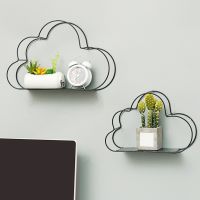 【YF】 Modern Style Cloud Shape Wall Mount Metal Shelf Rack Holder Storage Organizer Home Decoration Living Room Decor