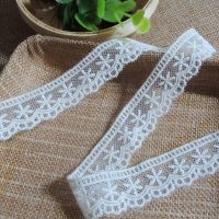 1M Embroidery White Lace Fabric 2cm Tulle Lace Ribbon Wedding Sewing Decorations Clothes Guipure Craft Supplies dentelle LA14 Fabric  Material