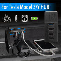 ใหม่สำหรับ2022 Tesla รุ่น3 Y HUB Tesla รุ่น3 Y อุปกรณ์เสริม USB Splitter Hub Docking Station กล่องถุงมือ HUB Extender Charger