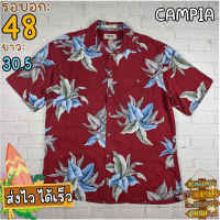 CAMPIA®แท้ อก 48 เสื้อฮาวายชาย เสื้อวินเทจ เสื้อผ้าผู้ชาย สีแดง แขนสั้น เนื้อผ้าดี