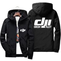 ร้อน, ร้อน★Mens Bomber Hooded DJI Drone Pilot Casual Thin Windbreaker Jackets Coat Male Outwear Sports Windproof Clothing Large Size 7XL