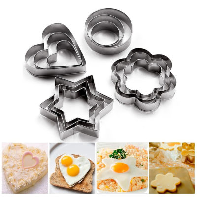 Metal Cookie Cutters Set - Star Cookie Cutter Stainless Steel Round Biscuit Cutter Heart Small Star Cookie Cutters Mini Flower Moulds Cutter For Baking (12 Round Heart Flower Star Cookie Cutters)