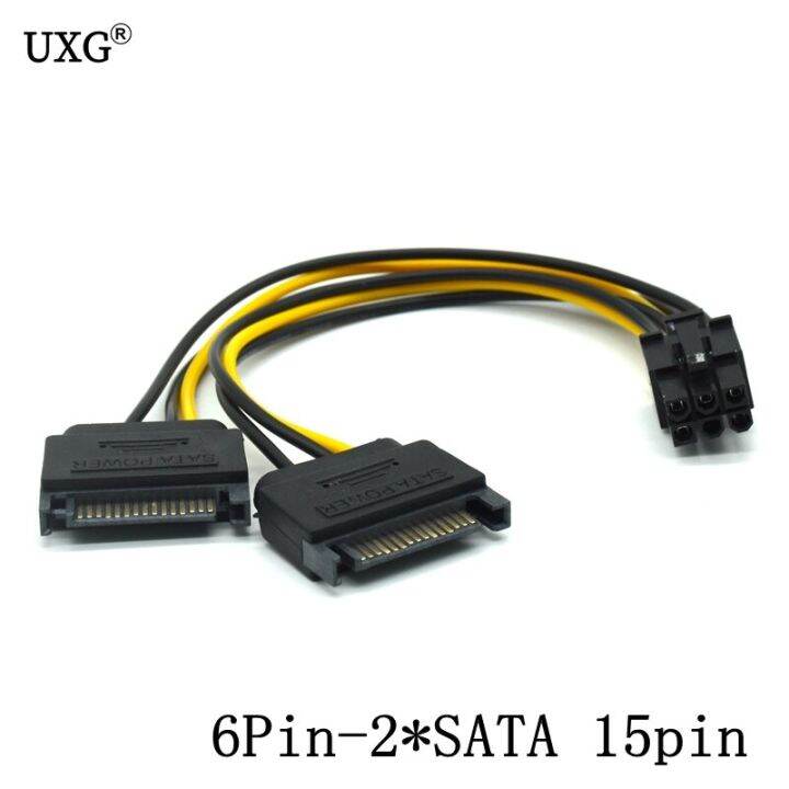 Sata Power Cable 15 Pin 8pin Female To 6 Pin Male Pci Express Pci E Sata Graphics Converter 5368