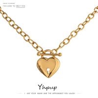 【DT】hot！ Yhpup Lock Pendant Necklace for Temperament Metal Texture K Plated Choker Jewelry