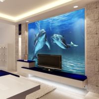 [HOT IOSWKLXWIOGH 626] 3d Dolphin Ocean วอลล์เปเปอร์ภาพจิตรกรรมฝาผนังการ์ตูนห้องนั่งเล่นโซฟาข้างเตียงห้องรับประทานอาหารเด็ก39; S ห้อง Tv พื้นหลังห้องนอน-วอลเปเปอร์-AliExpress