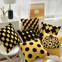 Soft Cozy Cotton Canvas Pillowcase Fashion Wave Dot Pumpkin Series Towel Embroidery Throw Pillow Sofa Folk Club Rest Cushion Cover Black Yellow Pillowcase Decoration For Living Room Office Car