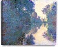 เช้าบนแม่น้ำแซนใกล้ Giverny Claude Monet ขั้นตอนก่อนทำศิลปะผ้าใบ Giclee ศิลปะบนผนังสำหรับการตกแต่งบ้าน24x20