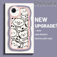 Chenyyka เคสสำหรับ Realme C30 C30s Narzo 50i Prime Case การ์ตูนแมวน่ารักคลื่นแฟชั่นการ์ตูนน่ารักเคสโทรศัพท์โปร่งใสป้องกันเลนส์กล้องกันกระแทกเคสนิ่มสีใส