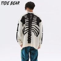 TIDE BEAR เสื้อกันหนาวผู้ชายแขนยาวเสื้อสเวตเตอร์คู่รักแฟชั่นวินเทจเสื้อถักลายดีไซน์หลวมสำหรับผู้หญิง