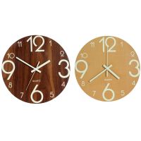 Luminous Wall Clock,12 Inch Wooden Silent Non-Ticking Kitchen Wall Clocks With Night Lights For Indoor/Outdoor Living Room Bedroom Decor Battery Operated