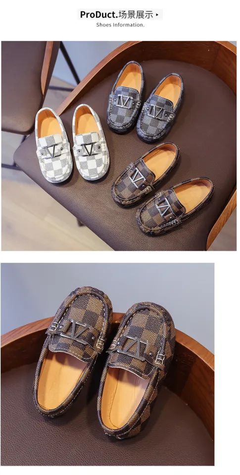 Ready Stock] New Boys British Style Peas Shoes Plaid Small Leather Shoes  Casual Single Shoes Children's Shoes，kids shoes for boy