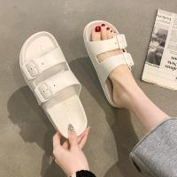 【Ready】? uple slippers womens -mat le rken sle summer drag wet horizontal bottom word s and slippers for men