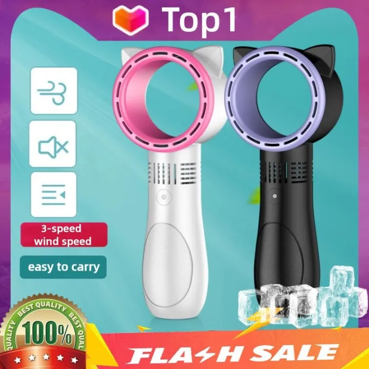 Mini handheld bladeless fan，USB rechargeable，with Charging Cable, soft