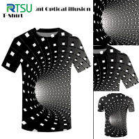 RTSU เสื้อฮิปฮอปผู้หญิงแบบบางลายเสื้อยืดพิมพ์ลายแบบหมุนวน3D,เสื้อเสื้อผ้าผู้หญิงสไตล์ฮิปฮอปทรงเรขาคณิตเสื้อยืดพิมพ์ลาย3D สำหรับผู้หญิง RTSU-MY ของขวัญประจำวันเสื้อเสื้อผ้าผู้หญิง