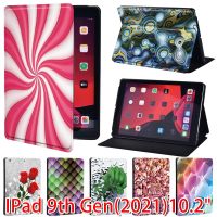 ใหม่สำหรับ iPad 10.2นิ้วเคส2021 IPad รุ่น9th Funda Ipad 9แท็บเล็ตปกขาตั้งพับเก็บได้3D รูปแบบชุดศิลปะ