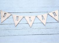 personlised wooden name banner      bunting flags custom  nursery party decorations Banners Streamers Confetti