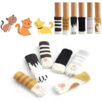 8pcs Cute Cat Paw Furniture Socks Knitted Chair Leg Covers Floor Protectors Non Slip Table Booties Pads Fit Square Round Feet