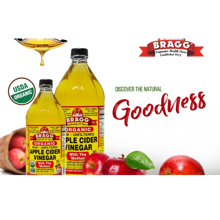 Giấm táo giảm cân hữu cơ Bragg Organic Apple Cider Vinegar 473ml (có giấm  mẹ) | Lazada.vn