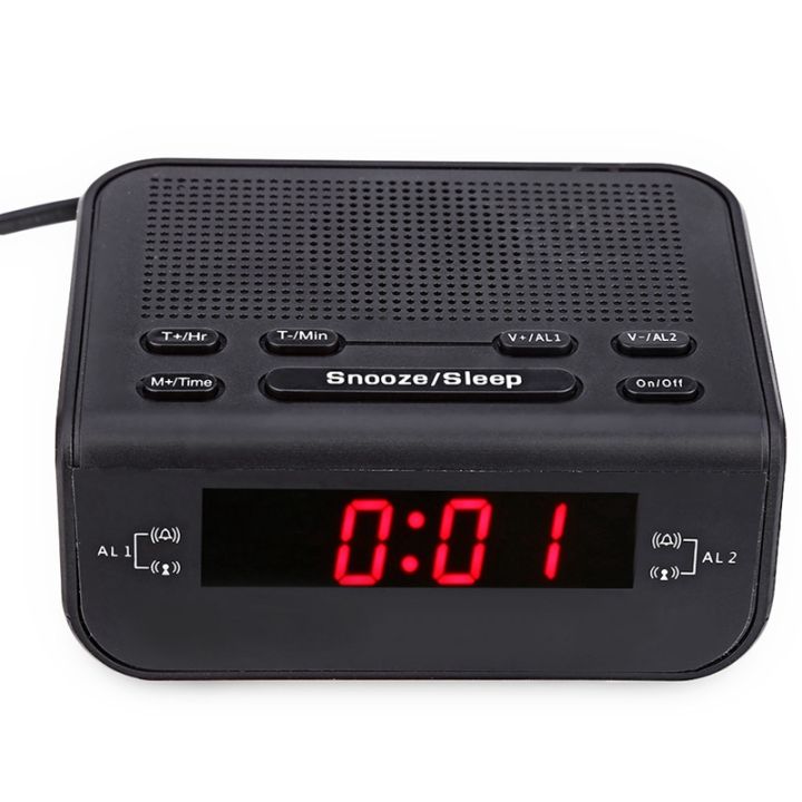 worth-buy-นาฬิกา-fm-วิทยุเตือนภัยดีไซน์ทันสมัยพร้อมระบบแจ้งเตือนการนอนหลับระบบเตือนภัยแบบดูอัลนาฬิกาปลุก-led-สีแดงดิจิตอลขนาดกะทัดรัด