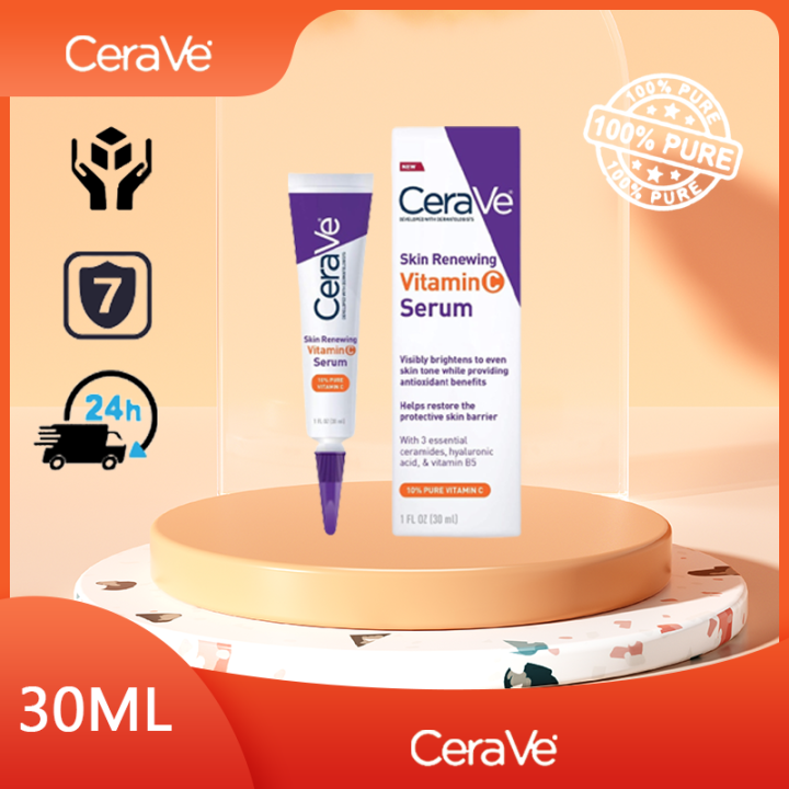 Cerave Vitamin C Serum Skin Renewing Essence With Hyaluronic Acid For