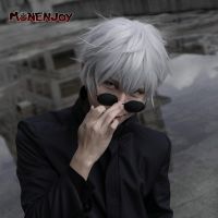 【Lao Zhang Fashion Cosplay】 Monenjoy Jujutsu Kaisen Gojo Satoru คอสเพลย์วิกผมสีขาวสีเทาสีฟ้าโค้งวัด Cos ผม