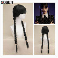 【COSER 77】The American TV series Adams plays Adams with a double ponytail braid, chemical fiber cos wig on Wednesday