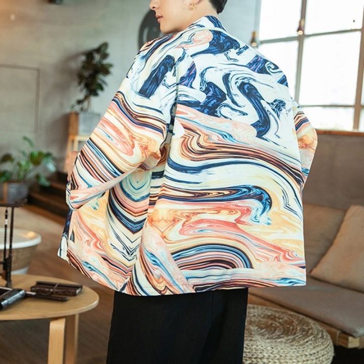 ชุดกิโมโนชายเสื้อผ้าซามูไรเสื้อจากญี่ปุ่นญี่ปุ่นเสื้อคาร์ดิแกน-kimono-ยูกาตะผู้ชายฮาโอริโอบิ-ff001เสื้อคอสตูม