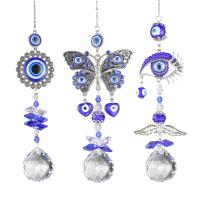 ตุรกี Blue Devil Eyes Wind Chimes Lucky จี้ Rhinestone ผนังหน้าต่างประตูแขวนเครื่องประดับตกแต่งบ้านจี้ Blessing ของขวัญ-lihanrui