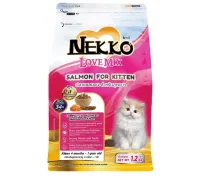 Nekko love mix salmon for kitten เน็กโกะ เลิฟ มิกซ์ อาหารแมวแบบเม็ด รสปลาแซลมอน สำหรับลูกแมว  ปริมาณ 1.2 กิโลกรัม