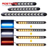 2ชิ้น2ใน1 Led รถ DRL ไฟหน้ารถยนต์ยืดหยุ่นได้หลอดฮาโลเจนเดย์ไลท์สัญญาณเลี้ยวต่อเนื่องแบบลูกศรแถบ Lampu Jalan สำหรับเวลากลางวัน