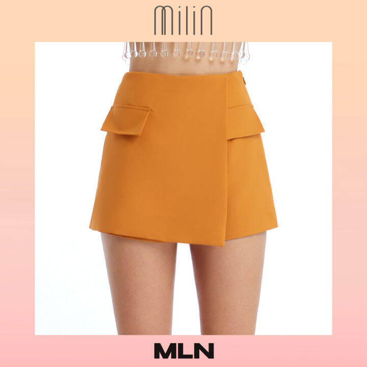 milin-high-waist-front-wrap-style-shorts-กางเกงขาสั้น-เอวสูง-ป้ายด้านหน้า-แต่งฝากระเป๋า-sheryl-shorts-mln