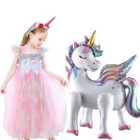 Lennie1 Unicorn Aluminum Film Balloon 3D Standing 66cm Kids Birthday Party Decorations Supplies Wedding Engagement Supplie