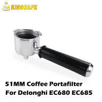 51มิลลิเมตรกาแฟด้านล่าง Portafilter สำหรับ DeLonghi EC680685สแตนเลสเครื่องชงกาแฟ Portafilter จับมืออาชีพอุปกรณ์เสริม