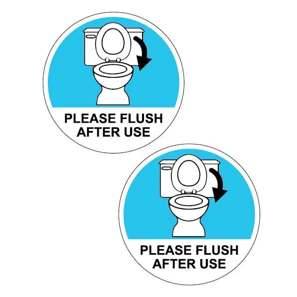 PLEASE FLUSH AFTER USE TOILET VINYL SIGN STICKER 2'S 100X100MM. WE ...