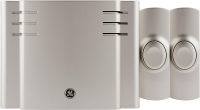 GE home electrical GE Wireless Doorbell Kit, 8 Melodies, 1 Receiver, 2 Push Buttons, Battery-Operated, 150 Feet Range, Satin Nickel, 30393, 3 2 Push Button Satin Nickel