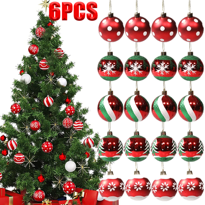 6Pcs/Box Painted Christmas Balls Christmas Tree Ornaments 2024 New Year