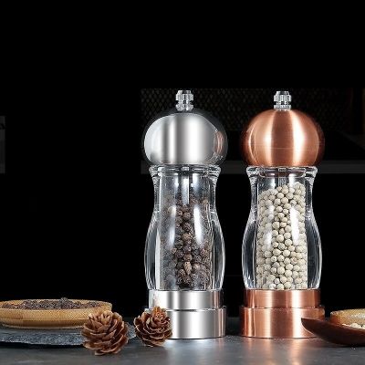 6 Inch Acrylic Salt and Pepper Shakers Manual Grain Spice Pepper Mill Grinder Seasoning Bottle Kitchen Tools Gadgets Accessories