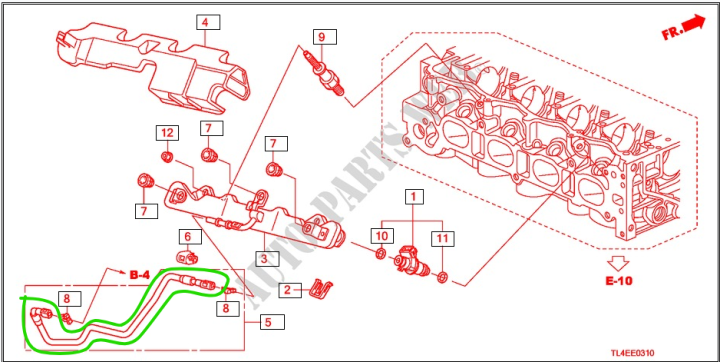 ส่งฟรี-ท่อแรงดันน้ำมันเชื้อเพลิง-ท่อน้ำมันเบนซินเข้ารางหัวฉีด-honda-accord-2-0-ปี-2008-2015-แท้เบิกศูนย์