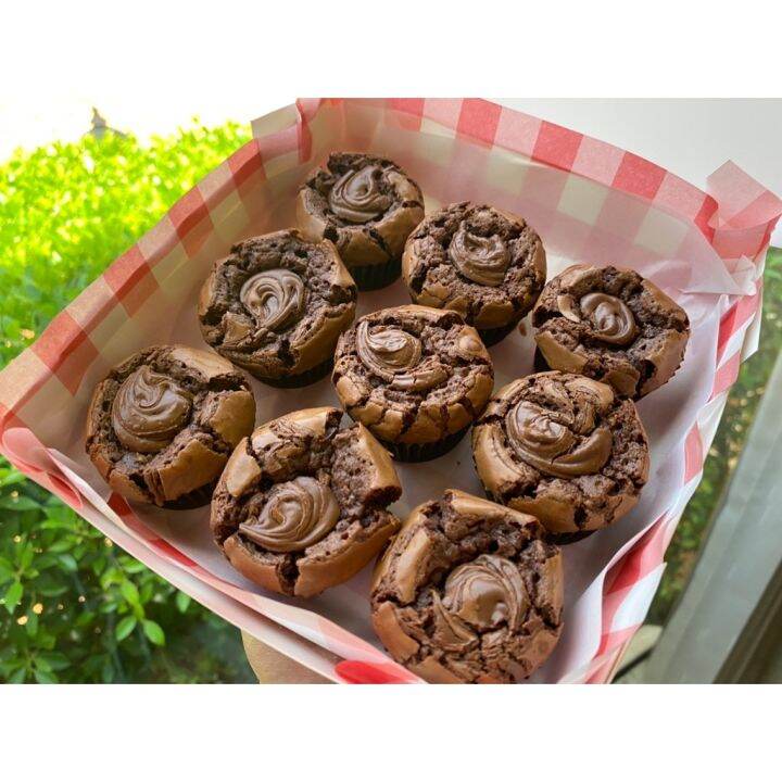 บราวนี่-นูเทลล่า-ช็อกโกแลต-เนื้อหนึบ-เข้มข้น-chewy-brownie-nutella-chocolate-dark-chocolate