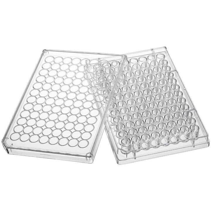 FEBBILY 5Pcs Flat Bottom Tissue Culture Plate Clear Plastic Cell Culture Board Useful 96 Well