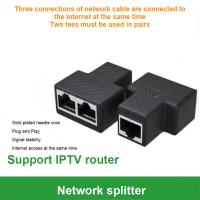 Lan Ethernet เครือข่ายขยายตัวแยกสายเคเบิลเครือข่ายตัวเชื่อมอะแดปเตอร์ตัวผู้เป็น2ปลั๊กตัวเมียสายเคเบิลเครือข่ายสายเคเบิลอีเธอร์เน็ตสายเคเบิลเครือข่ายอะแดปเตอร์คู่