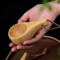 Kitchen Bar Supplies  Portable Handmade Natural Wooden Water Cup Suitable for Beer  Tea  Coffee and Milk  Reusable Cutlery